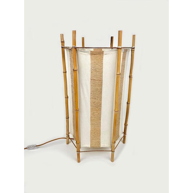 Brown Italian Bamboo and Rattan Floor Lamp in Louis Sognot Style, 1960s For Sale - Image 8 of 15