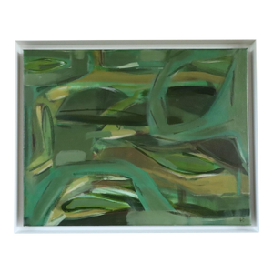 Contemporary 'Resting in Green' Original Modernist Abstract Acrylic Painting by British Artist Frances Daws., Framed