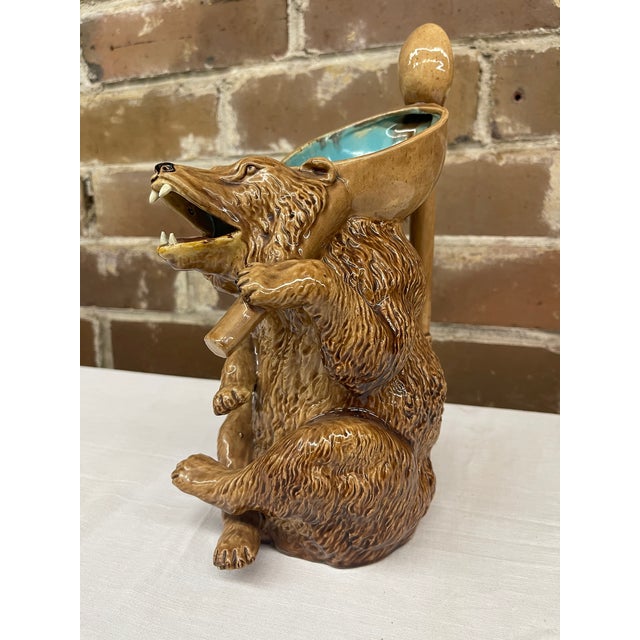 Victorian 19th Century Victorian English Majolica Figural Bear Pitcher For Sale - Image 3 of 5