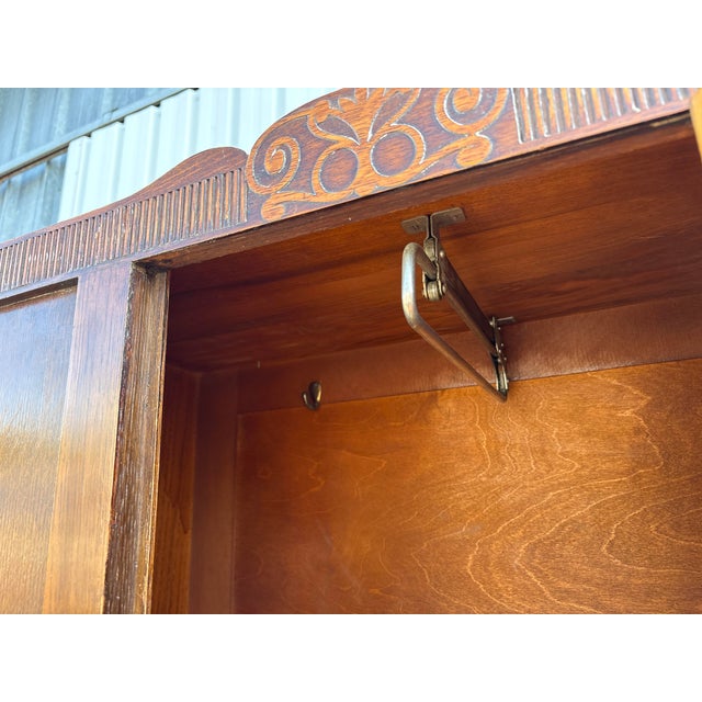 Small Art Nouveau French Wardrobe with Mirror, 1920 For Sale - Image 12 of 14