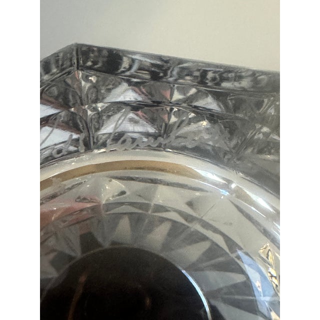Val St. Lambert Belgium Crystal Vase With Vertical Fluting Faceted Diamond Cut Base For Sale - Image 12 of 13