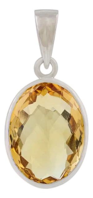 Oval Cut Solitaire Citrine Charm With Solid Silver- Handmade Gifts