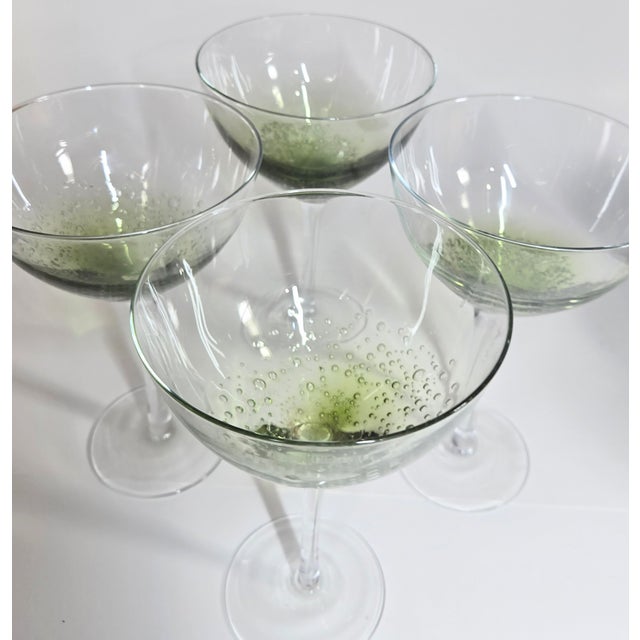 Green Bubbled Goblets- Set of Four For Sale - Image 10 of 12