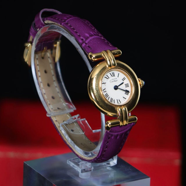 1980s Cartier Must De Colisee Vermeil 590002 Ladies 24mm Watch Box/Papers For Sale - Image 11 of 15