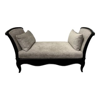 Schnadig (Caracole) Transitional Custom Kravet Faux Plush Dove Gray Bench For Sale