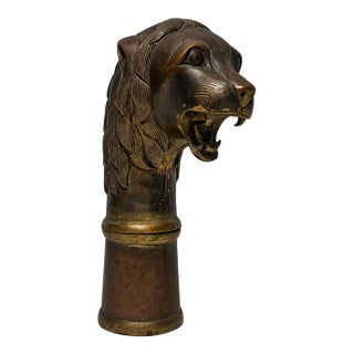European Patinated and Parcel-Gilt Lion-Head Vesta or Match Safe, Circa 1900 For Sale