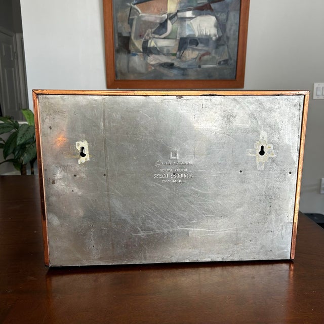 1950s Krestline Mid Century Modern Distressed Metal Bread Box Storage Drawers Shelf Coffee Bar For Sale - Image 9 of 9