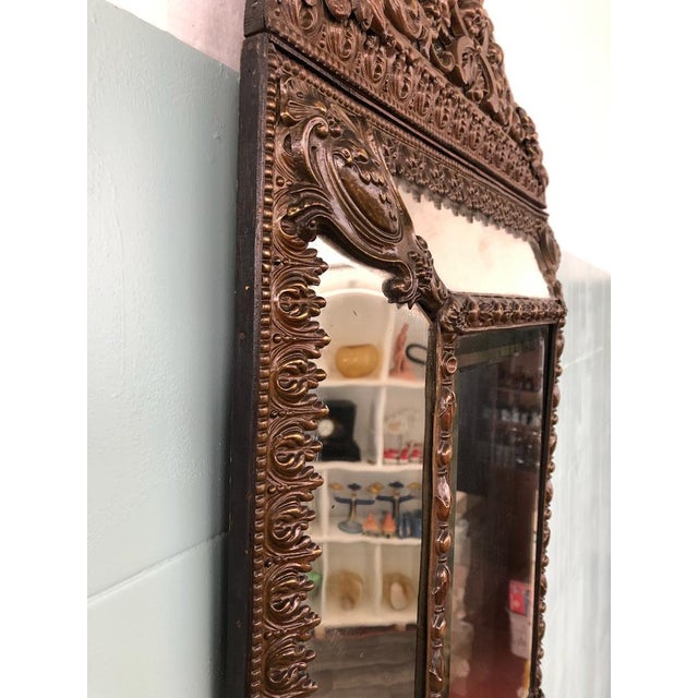 Antique French Mirror in Brass in Louis XIV Style For Sale - Image 10 of 18
