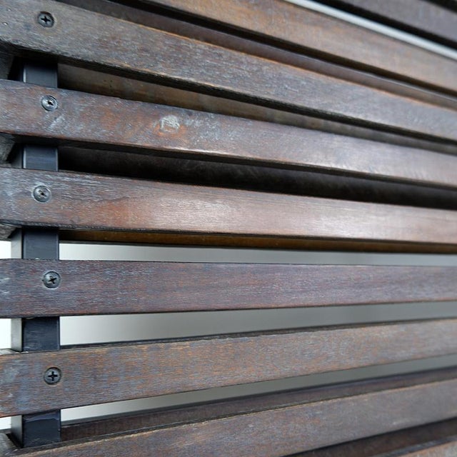 Slatted Wood Panel Room Divider with 10 Mobile Hooks For Sale - Image 5 of 11