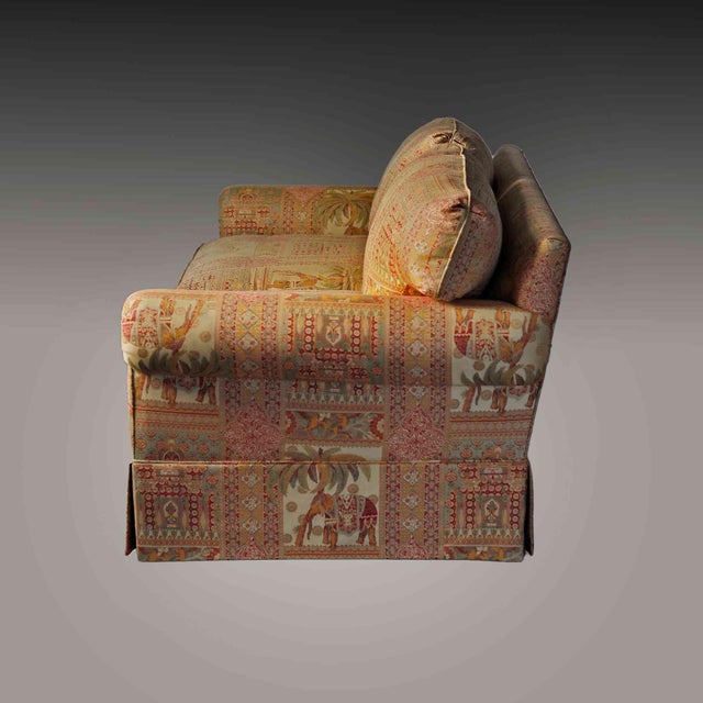 Wood Vintage Sofa With Bohemian Style Upholstery For Sale - Image 7 of 9