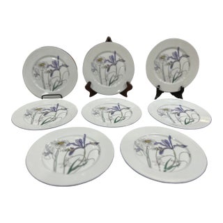Mary Lou Goertzen ‘Hillside’ Salad/Dessert Plates Watercolors Block Spal Potugal 1981- Set of 8 For Sale