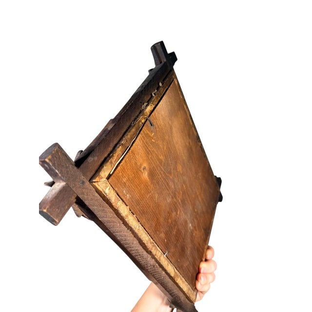 Brown Victorian Walnut Hand Carved Folk Art Oak Leaf Wood Frame For Sale - Image 8 of 10