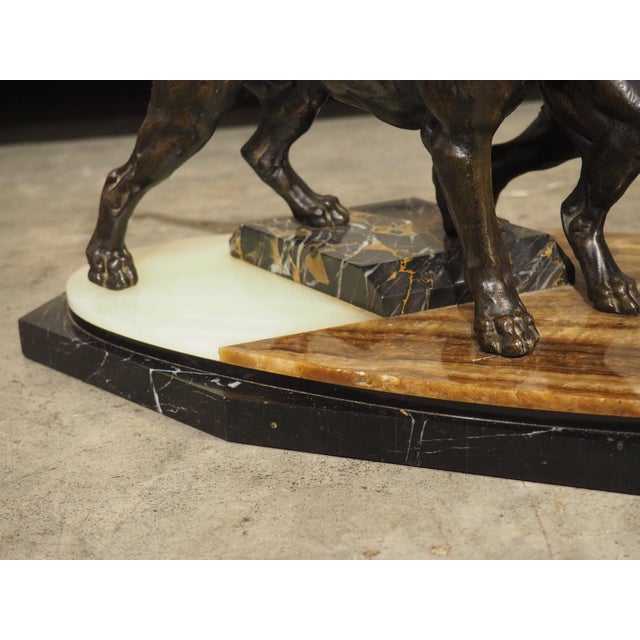 Bronze A French 1930s Hunting Dog Group on Marble Base For Sale - Image 8 of 18
