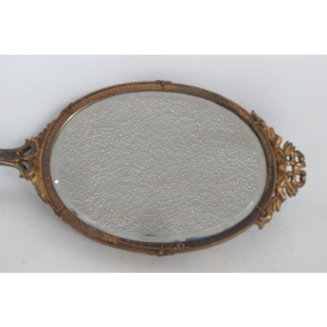Early 20th Century E&jb Empire Jeweled Hand Held Vanity Mirror 1920s Filigree Ornate Brass 4773b For Sale - Image 5 of 16