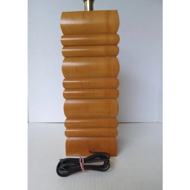 Mid-Century Modern Organic Mid Century Modern Stacked Wood Table Lamp 1960s For Sale - Image 3 of 12