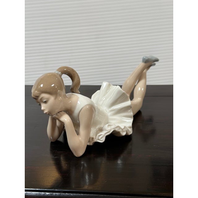Nao for Lladró Pensive Ballet Porcelain Figurine, Signed For Sale - Image 10 of 12