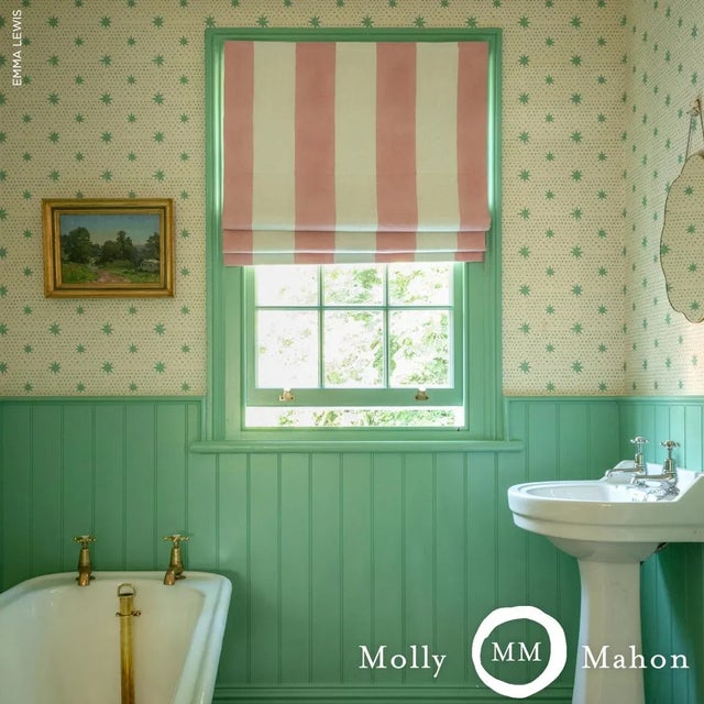 Schumacher Schumacher x Molly Mahon Wide Stripe Fabric in Pink For Sale - Image 4 of 4