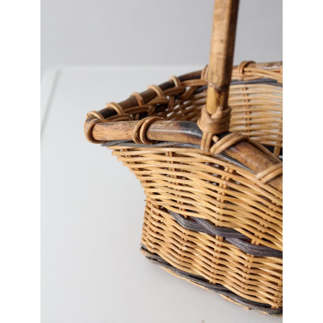 Vintage Gathering Basket With Handle For Sale - Image 6 of 10