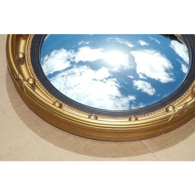 Antique Convex Gilt Wood Butlers Wall Mirror, 1920s For Sale - Image 4 of 8