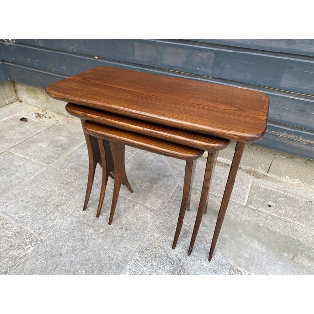 Vintage Scandinavian Nesting Tables by Raphaël Raffel, 1960, Set of 3 For Sale - Image 11 of 18