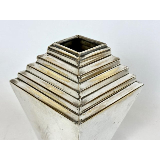 Art Deco Silver-Plated Vase, 1950s For Sale - Image 4 of 13