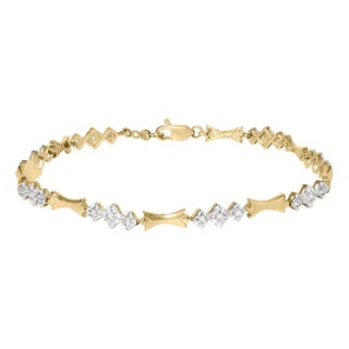 10k Gold 1/3 Cttw Diamond Miracle Set Alternating Bar and Link Bracelet (I-J Color, I1-I2 Clarity) - 7.75" Inches For Sale