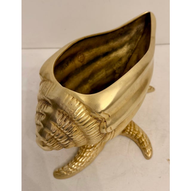 Brass Nautical Brass Sea Shell on Starfish Base Planter For Sale - Image 8 of 12