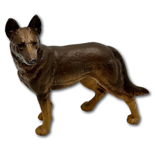 Figurative Excellent Vintage Hubley Manufacturing Co Usa Cast Iron German Shepherd Dog Doorstop - Circa 1930s For Sale - Image 3 of 18