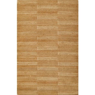 Erin Gates by Momeni Crescent Broken White Stripe Natural Hand Woven Jute Area Rug 10' X 14' For Sale