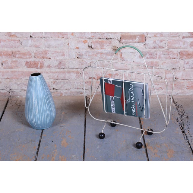 1950s Mid-Century Czech Magazine Stand in Painted Metal, 1950s For Sale - Image 5 of 7