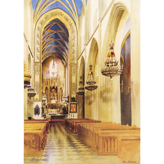 Contemporary Michal Suffczynski, Cracow, Dominicain Church, 2017, Watercolor For Sale - Image 3 of 7