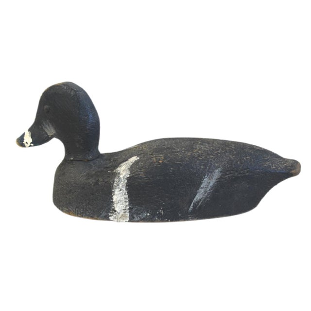 Antique rustic primitive farmhouse hand-carved wooden duck decoy from the East Coast. Traditional East Coast folk art. No...