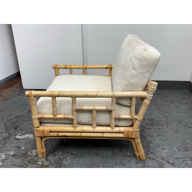 Vivai Del Sud for Wicker Works Italian Bamboo Armchair + Ottoman, Vintage For Sale In San Francisco - Image 6 of 12