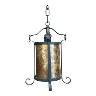 1920s Spanish Revival Pendant Light With Mica Shade For Sale