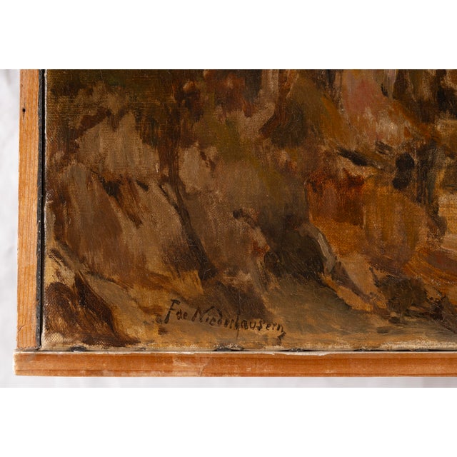 Dimension with frame: 45 x 67 x 2 cm This atmospheric classical pastoral landscape oil painting depicts a tranquil rural...