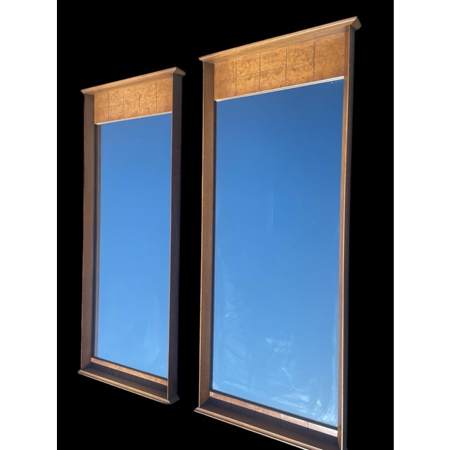 1960s Pair of Tall 1960s Mid-Century Modern Asymmetrical Walnut Dressing Mirrors For Sale - Image 5 of 7