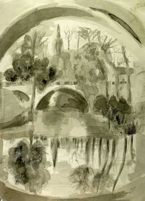 Arched Bridge Over Lake