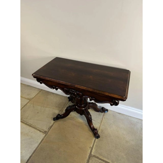 Victorian Carved Rosewood Card Table, 1850s For Sale - Image 4 of 9