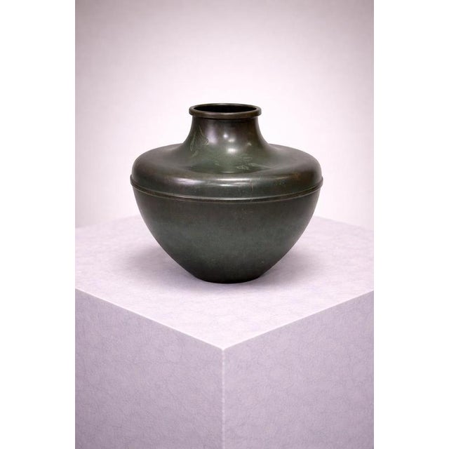 A rare and refined swedish art deco bronze vase by nordiska juvelaktiebolaget (nj), dating to the 1930s. This piece...