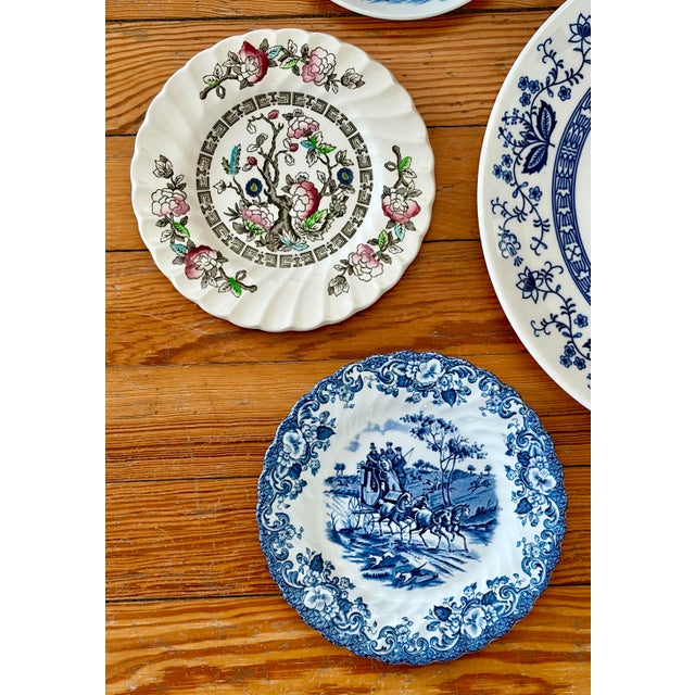 Mid 20th Century Blue and White Wall Plate Grouping / Collection - Set of 9 For Sale In New York - Image 6 of 12