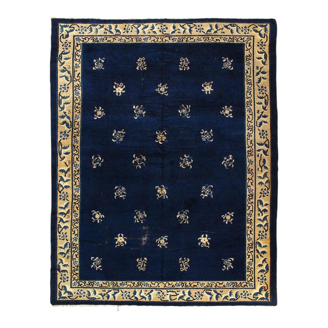 Pasargad DC Navy Blue Antique Chinese Peking Rug For Sale