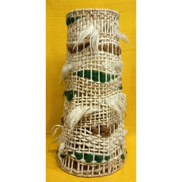 Tall Conical Floor Lamp Shade in Brutalist Wool Weave, 1970s For Sale - Image 4 of 14