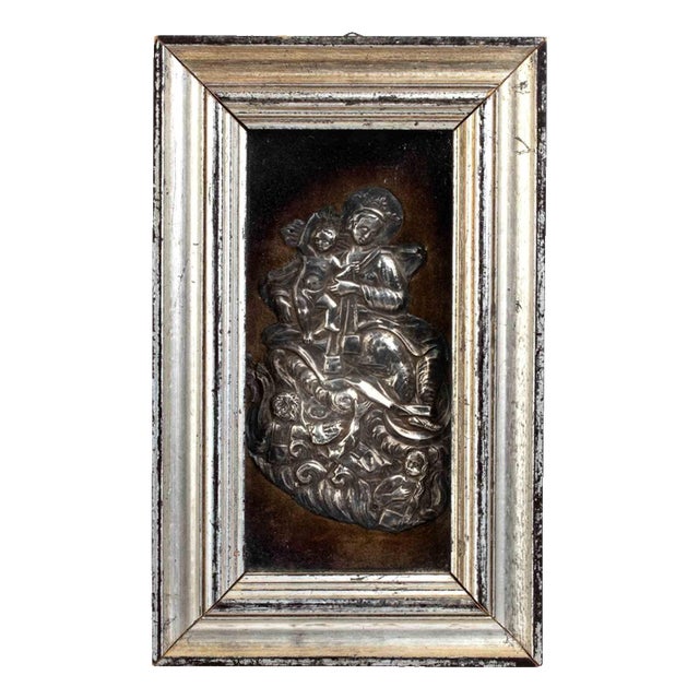 Italian Silver Plaque Depicting the Virgin and the Child, 1850s For Sale