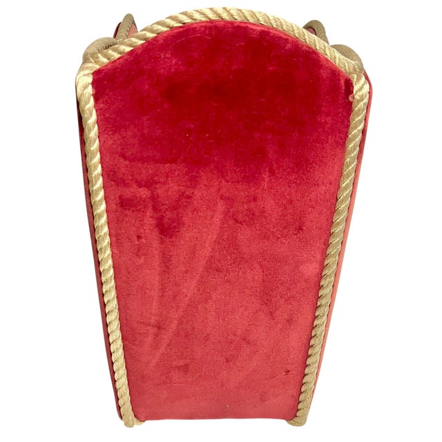 1970s Vintage Italian Hollywood Regency Pink Velvet Magazine Book Holder For Sale - Image 5 of 17
