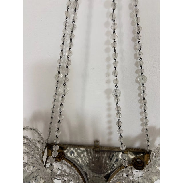 1920s 1920s Rare Italian Crystal Beaded Basket With Prisms Mirrors Sconces For Sale - Image 5 of 13