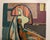 Abstract Mid-Century Modernist Cubist Portrait Woman, Unsigned, Hand-Sketched Verso For Sale - Image 3 of 4