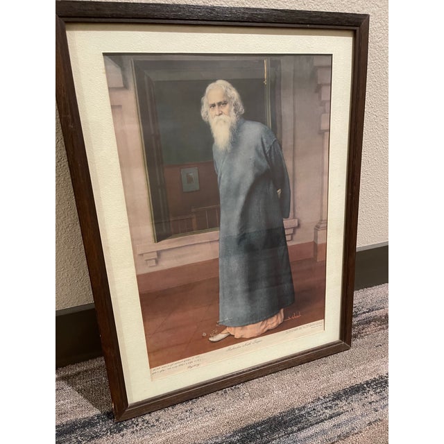 Late 20th Century Ghosh, S. Rabindranath Tagore, Poet/Philosopher, Bengali. Lithograph, Inscribed, Framed For Sale - Image 4 of 12