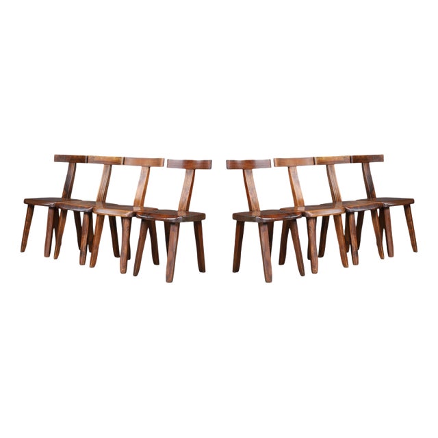 Mountain T Dining Chairs from Aranjou, France, 1970s, Set of 8 For Sale