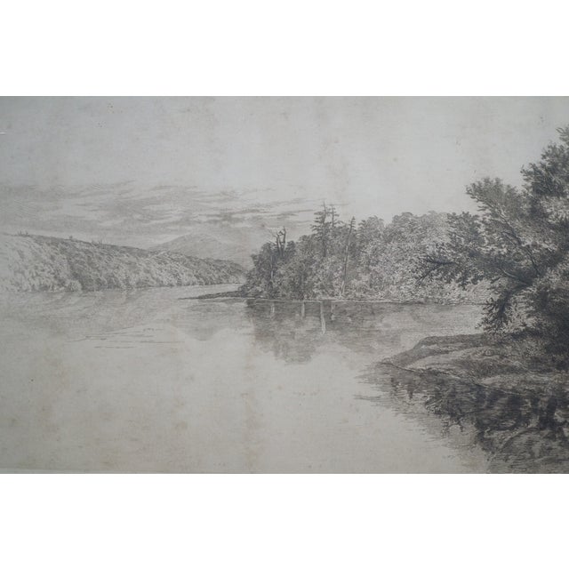 Printmaking Materials Antique Hc Rost Forked River Landscape Riverscape Cottage Etching 30" For Sale - Image 7 of 13