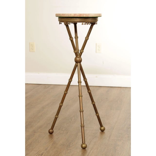 Antique Victorian Marble Top Brass Pedestal Stand For Sale In Philadelphia - Image 6 of 13
